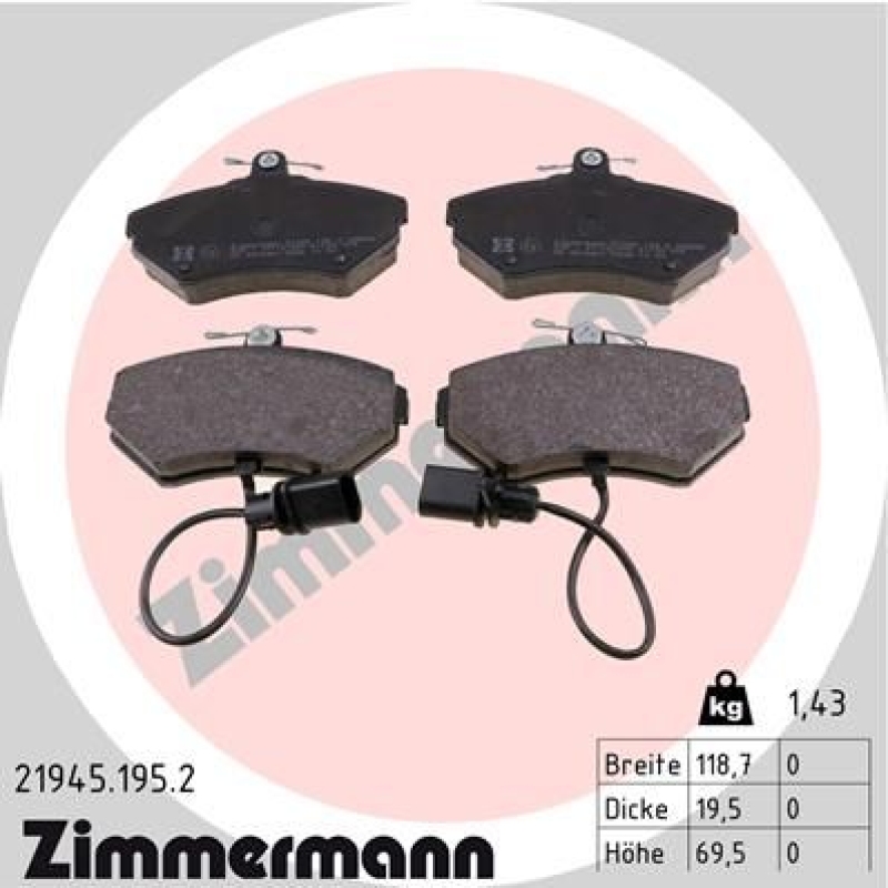 ZIMMERMANN Bremsbelagsatz, Scheibenbremse