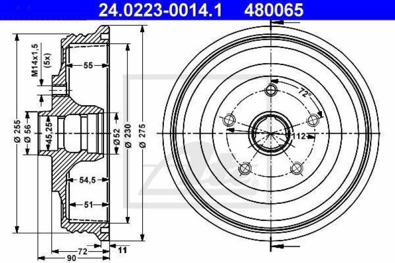 2x ATE Bremstrommel 24.0223-0014.1
