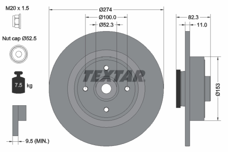 2x TEXTAR Brake Disc PRO