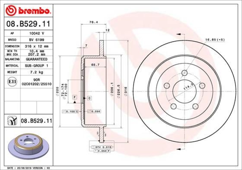 BREMBO Bremsscheibe COATED DISC LINE