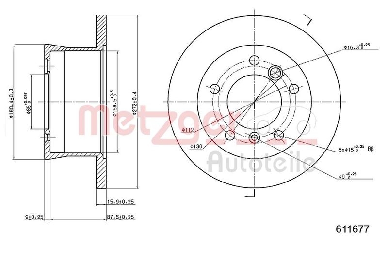 2x METZGER Bremsscheibe GREENPARTS