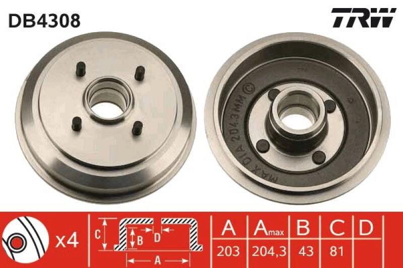 2x TRW Bremstrommel