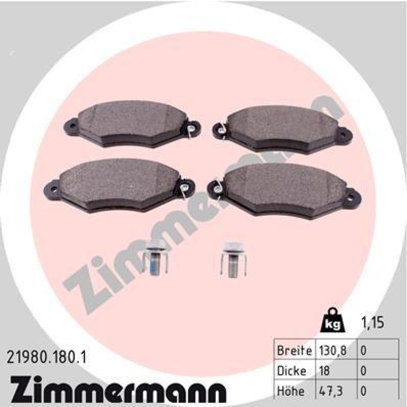 ZIMMERMANN Bremsbelagsatz, Scheibenbremse 21980.180.1