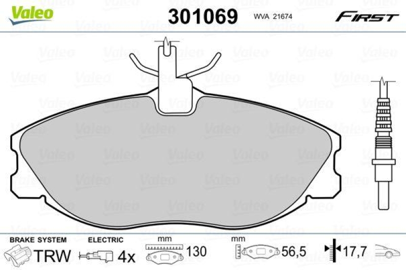 VALEO Bremsbelagsatz, Scheibenbremse ESSENTIAL 301069