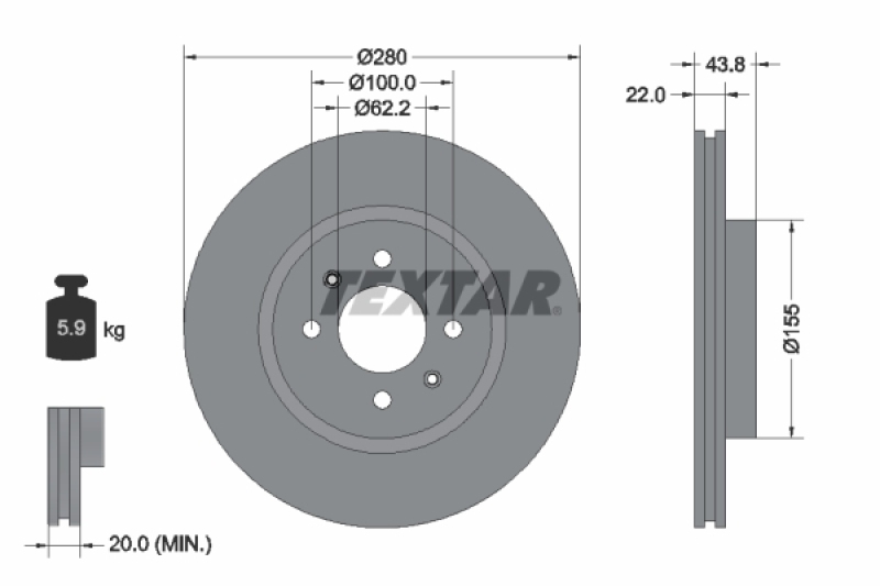 2x TEXTAR Bremsscheibe PRO