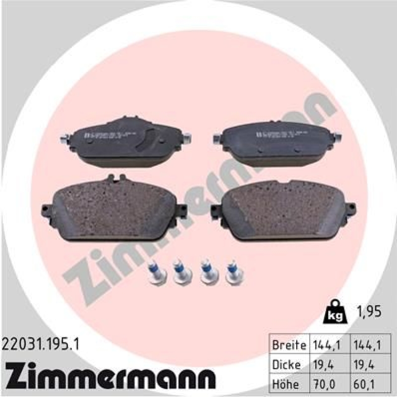 ZIMMERMANN Bremsbelagsatz, Scheibenbremse