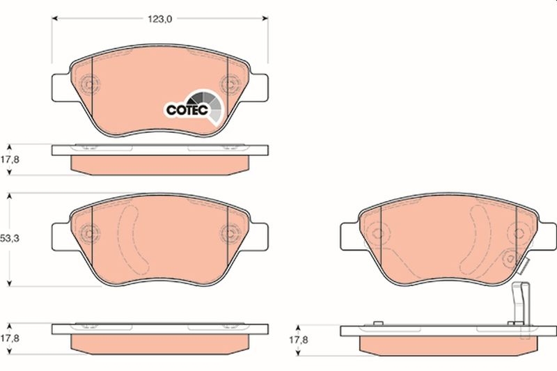 TRW 4x Bremsbeläge Bremsbelagsatz COTEC