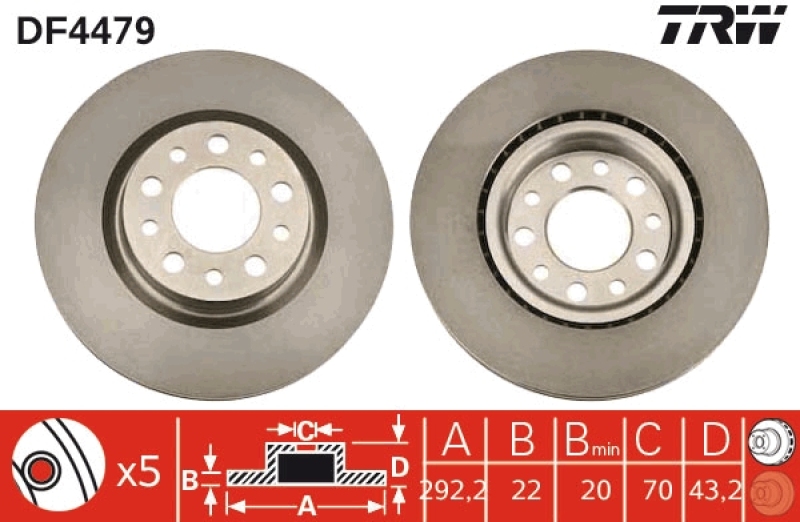 2x TRW Bremsscheibe