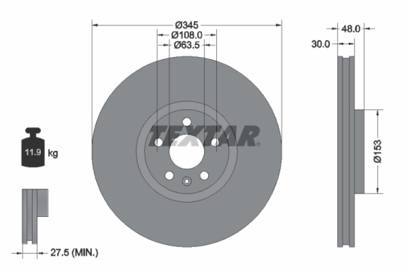 2x TEXTAR Bremsscheibe PRO+ 92289805