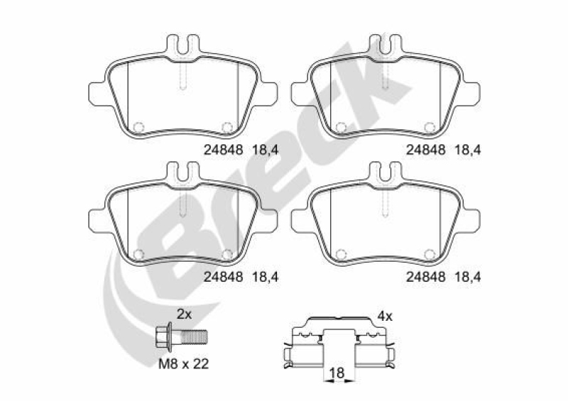 BRECK Bremsbelagsatz, Scheibenbremse
