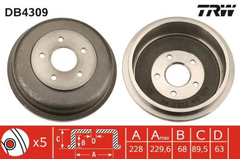 2x TRW Brake Drum