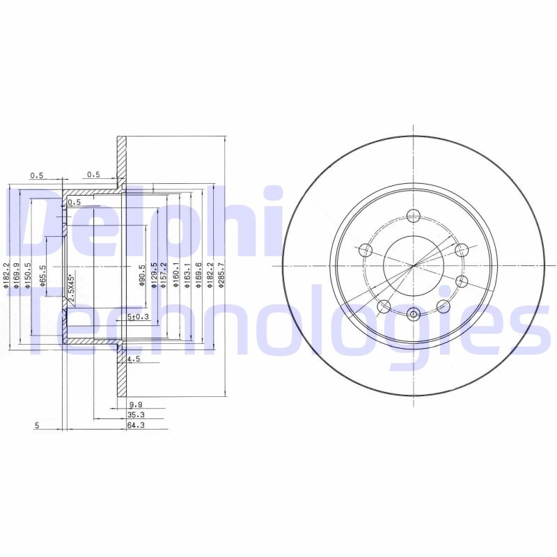 2x DELPHI Bremsscheibe BG3274