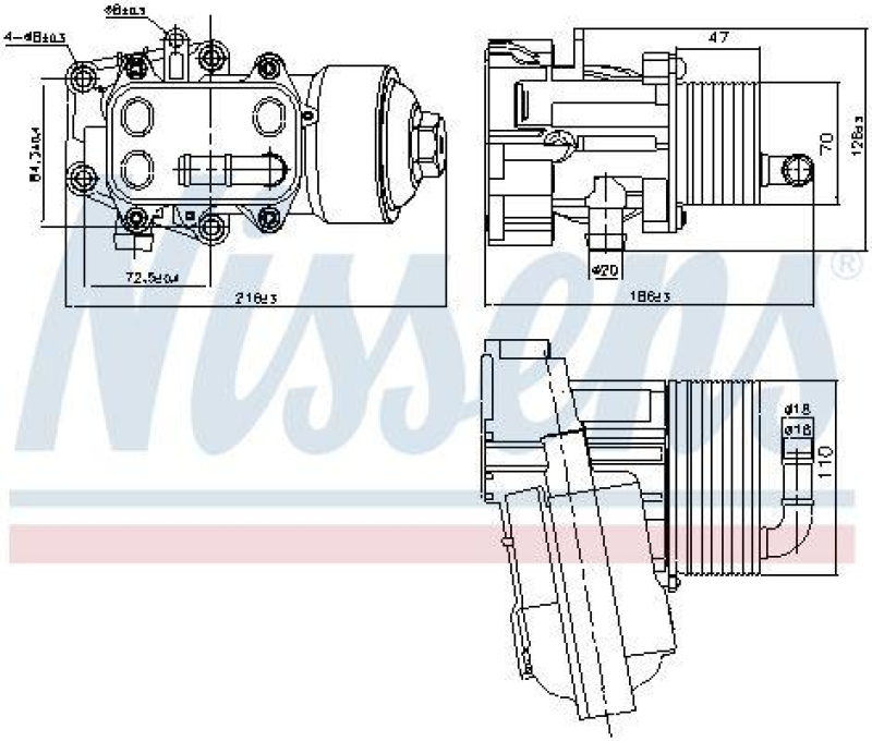 NISSENS Oil Cooler, engine oil