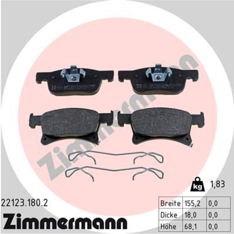 ZIMMERMANN Bremsbelagsatz, Scheibenbremse