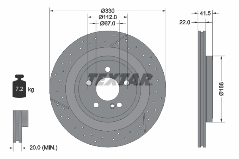 2x TEXTAR Bremsscheibe PRO+