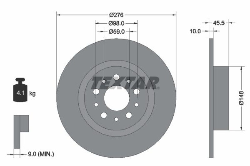 2x TEXTAR Bremsscheibe PRO