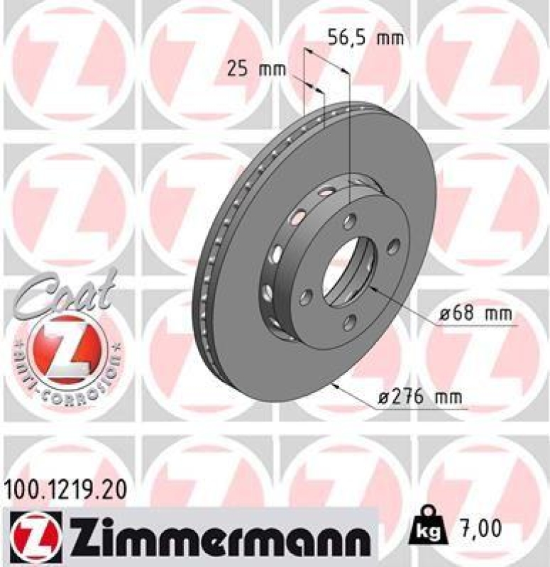 2x Zimmermann Bremsscheiben Coat Z Ø276mm Vorne passend für Audi Cabriolet B3 80 100.1219.20