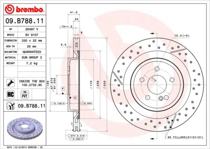 2x BREMBO Bremsscheibe PRIME LINE - UV Coated