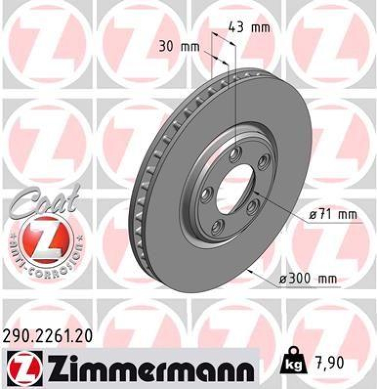 2x Zimmermann Bremsscheiben Coat Z Ø300mm Vorne passend für Jaguar S-TYPE 2 3.0 290.2261.20