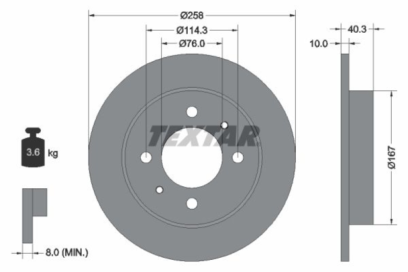 2x TEXTAR Brake Disc PRO