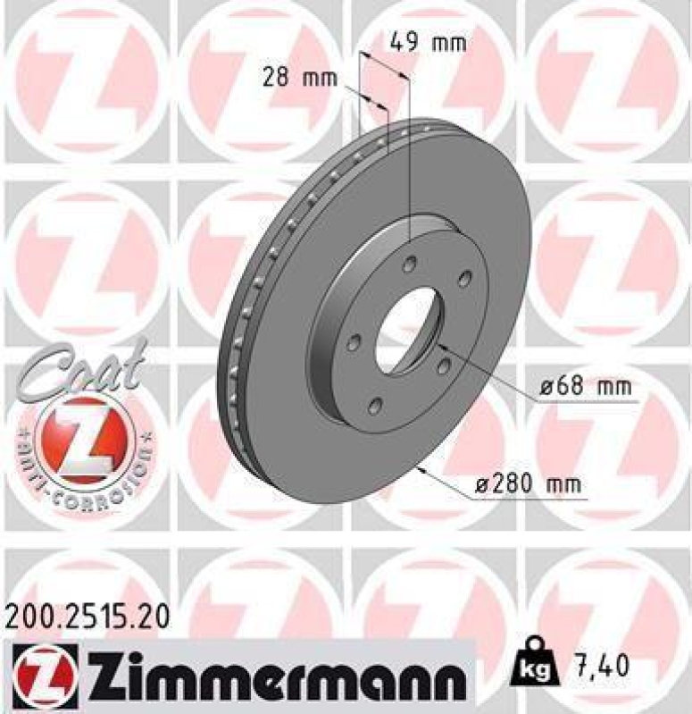 2x ZIMMERMANN Brake Disc COAT Z