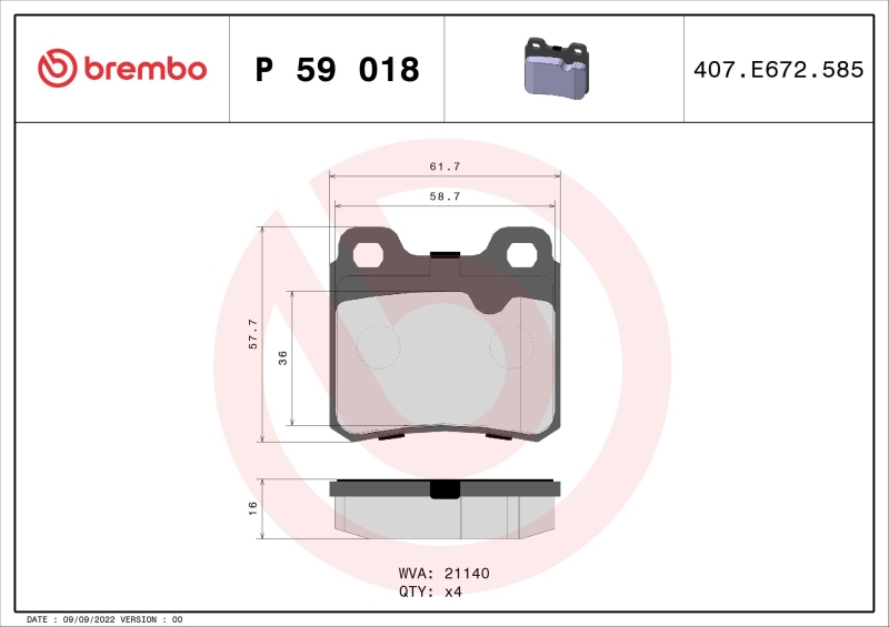 BREMBO Bremsbelagsatz, Scheibenbremse PRIME LINE