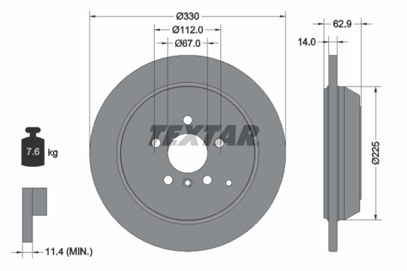 2x TEXTAR Bremsscheibe PRO 92150803