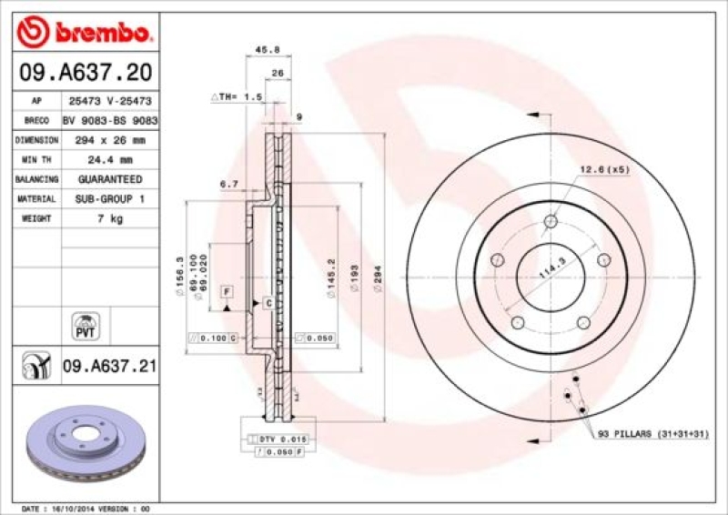 2x BREMBO Bremsscheibe PRIME LINE - UV Coated