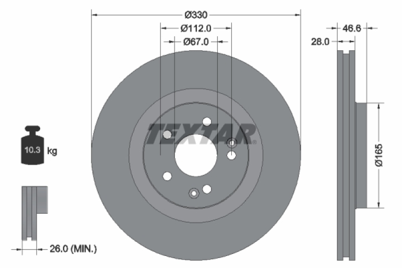 2x TEXTAR Bremsscheibe PRO+ 92151005