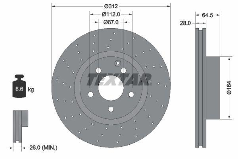 2x TEXTAR Bremsscheibe PRO+ 92120107