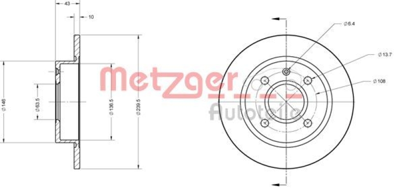 2x METZGER Brake Disc