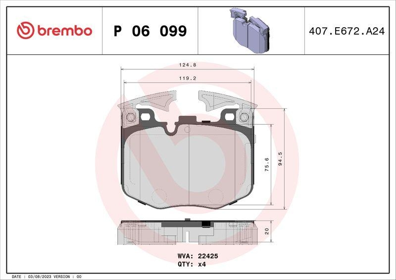 BREMBO Bremsbelagsatz, Scheibenbremse PRIME LINE