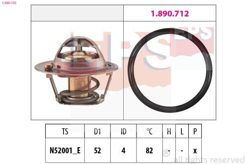 EPS Thermostat für Kühlmittel / Kühlerthermostat Made in Italy - OE Equivalent
