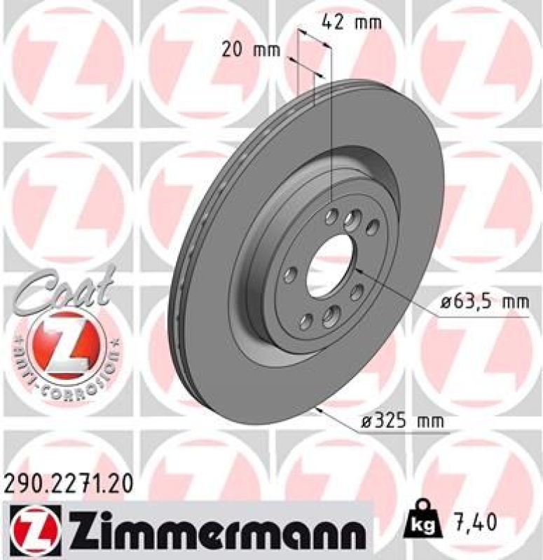 2x ZIMMERMANN Brake Disc COAT Z