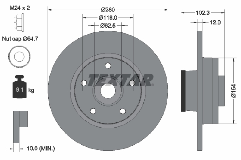 2x TEXTAR Bremsscheibe PRO