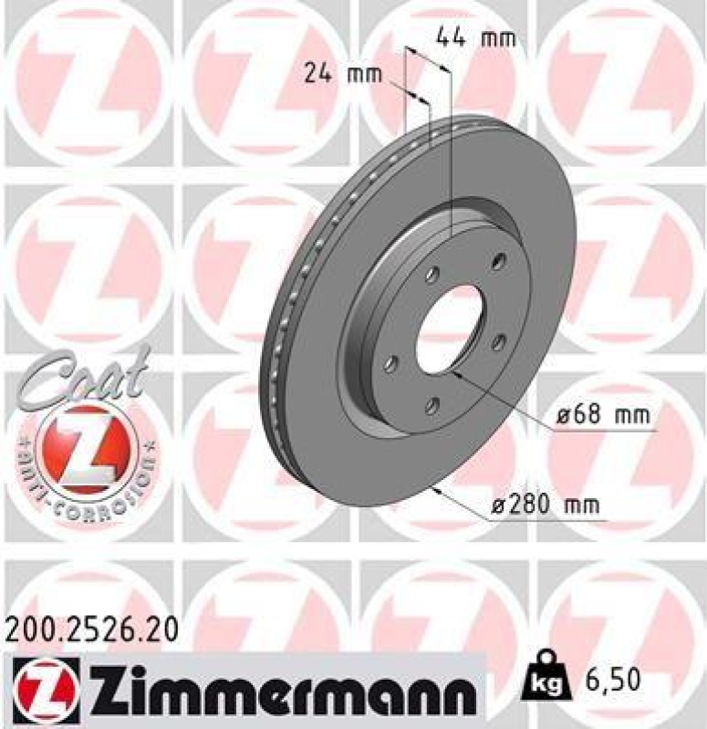2x Zimmermann Bremsscheiben Coat Z Ø280mm Vorne passend für Nissan Juke Pulsar 200.2526.20