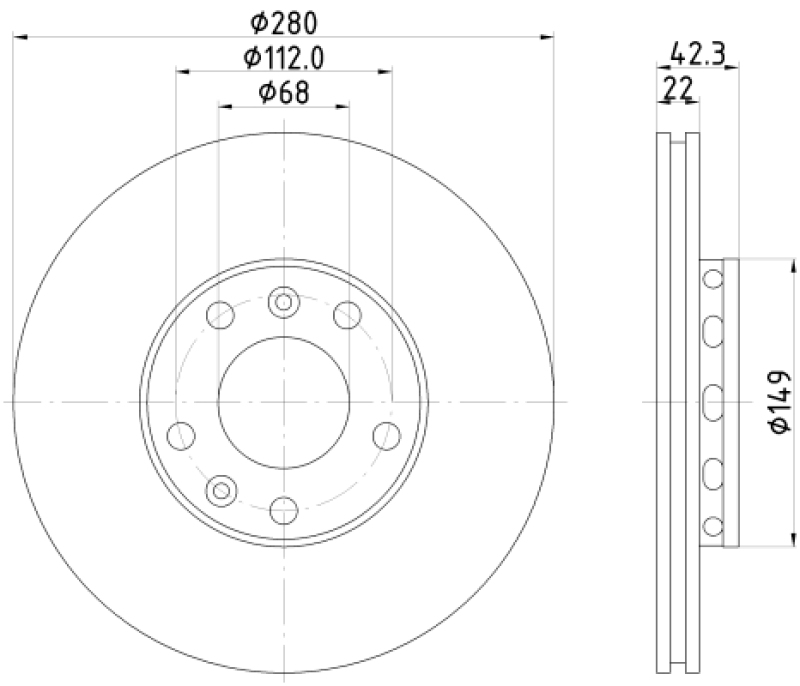 2x HELLA Brake Disc