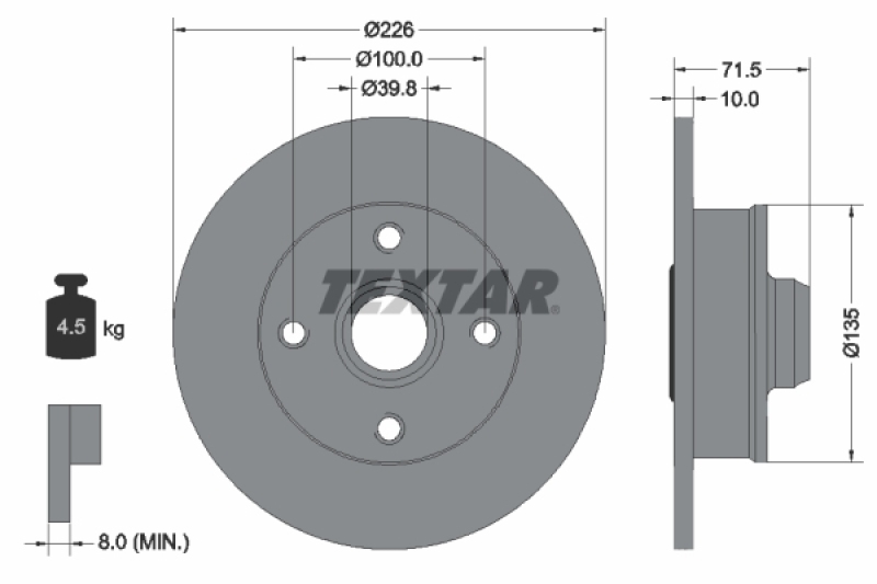 2x TEXTAR Bremsscheibe PRO 92154203