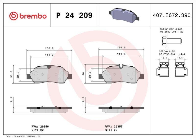 BREMBO Bremsbelagsatz, Scheibenbremse PRIME LINE