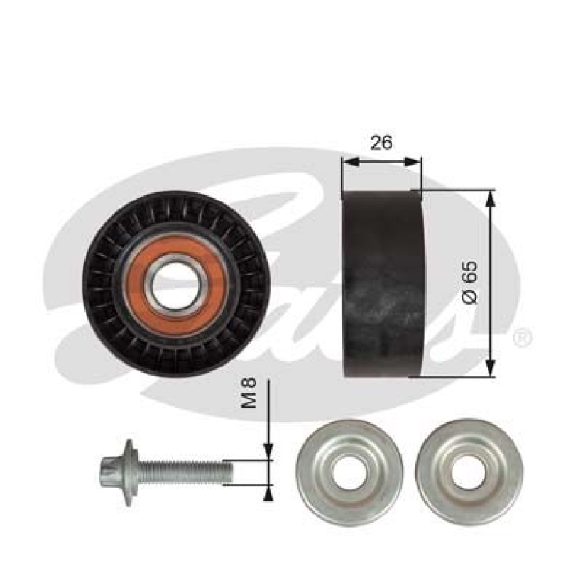 GATES Deflection/Guide Pulley, V-ribbed belt DriveAlign®