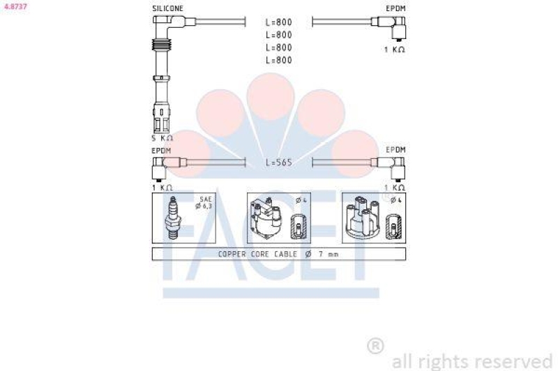 FACET Ignition Cable Kit Made in Italy - OE Equivalent