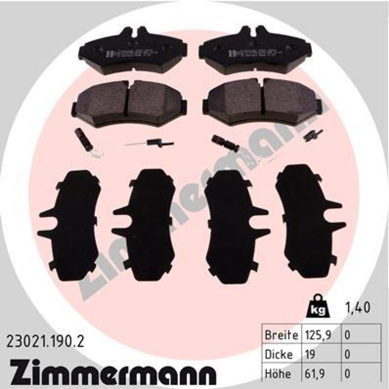 ZIMMERMANN Bremsbelagsatz, Scheibenbremse 23021.190.2