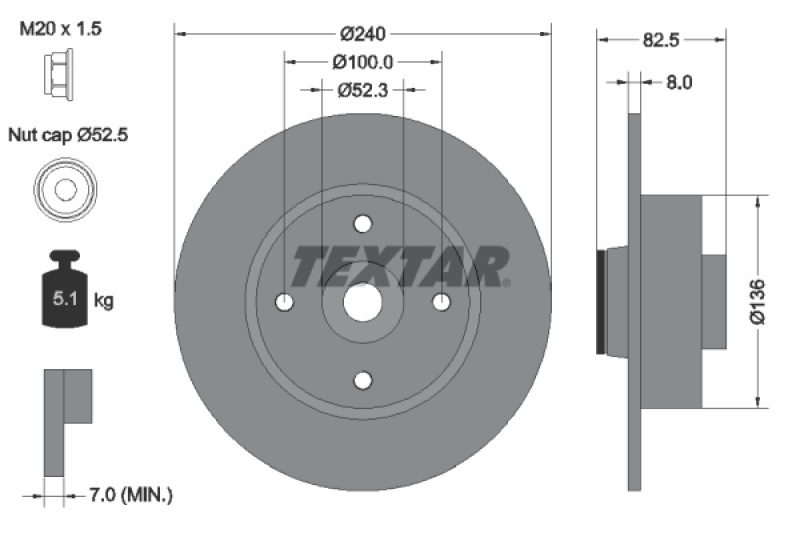 2x TEXTAR Bremsscheibe PRO 92154403