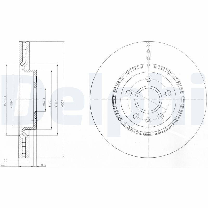 2x DELPHI Bremsscheibe BG9068