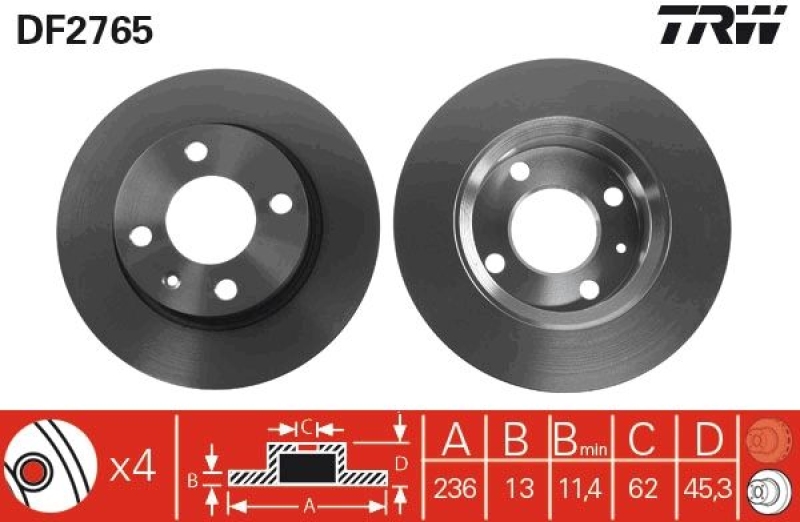 2x TRW Brake Disc