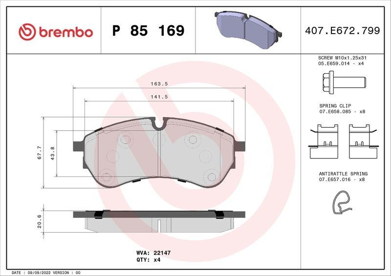 BREMBO Bremsbelagsatz, Scheibenbremse PRIME LINE