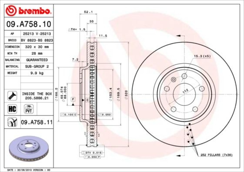 2x BREMBO Brake Disc PRIME LINE - UV Coated