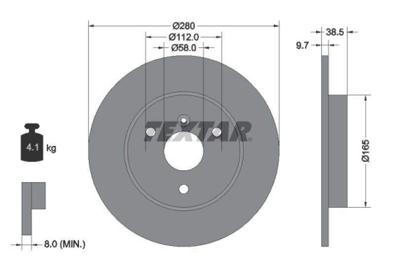 2x TEXTAR Bremsscheibe PRO 92155503