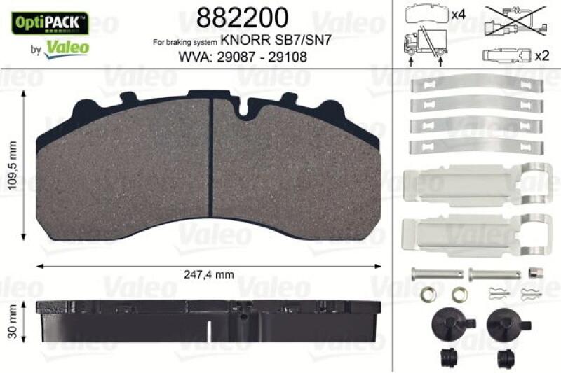 VALEO MX Bremsbelagsatz, Scheibenbremse