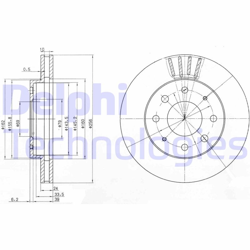 2x DELPHI Bremsscheibe BG3401